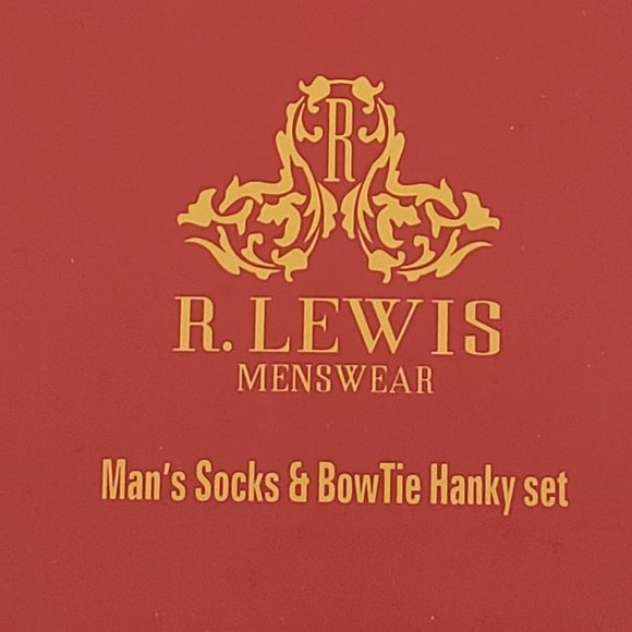 Robert Lewis Silver Bow Tie Hanky Socks Box 3 Set - Picture 7 of 7